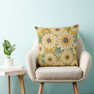 Cojín Decorativo Negrita Floral Amarillo Sunflower Garden