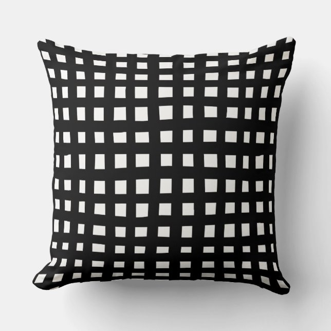 Cojín Decorativo Negrita Grid 091216 - Negro sobre blanco (Anverso)