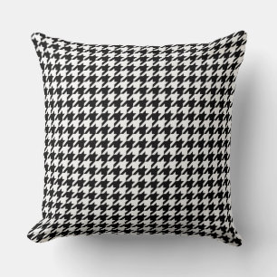 Cojín Decorativo Negrita Houndstooth Grande Blanco y Negro