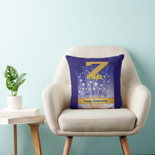 Cojín Decorativo Negrita Numeral - 7 Año ANIVERSARIO PERSONALIZADO