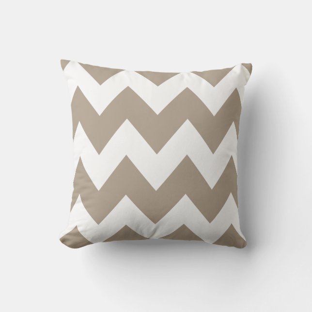 Cojín Decorativo Negrita Patrón de zigzag Chevron Blanco Beige (Anverso)