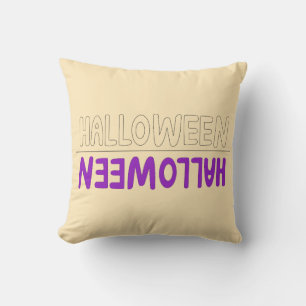 Cojín Decorativo Negrita Purple Halloween Wordmark con retro Fun