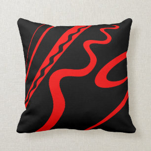 Cojín Decorativo Negrita y brillante: diseño tribal rojo y negro