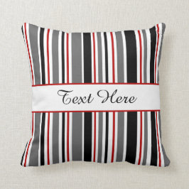 Cojín Decorativo Negro adaptable, gris, rojo, blanco, rayas