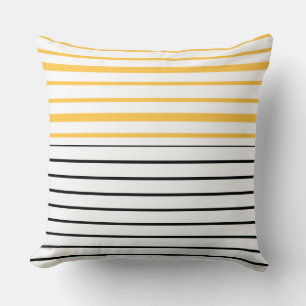 Cojín Decorativo Negro Amarillo Y Rayado Blanco