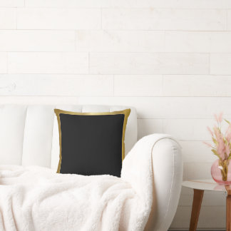 Cojín Decorativo Negro atmosférico con borde dorado