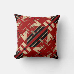Cojín Decorativo Negro Beige Taupe Motif simétrico oscuro rojo