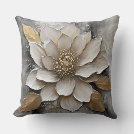 Cojín Decorativo Negro Blanco Gris Dorado Estampado de Flores