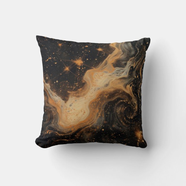 Cojín Decorativo Negro celeste y oro (Anverso)