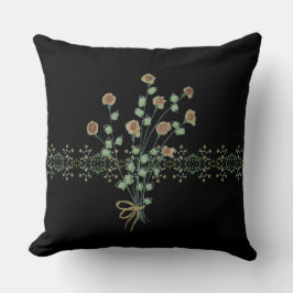Cojín Decorativo Negro con acento floral