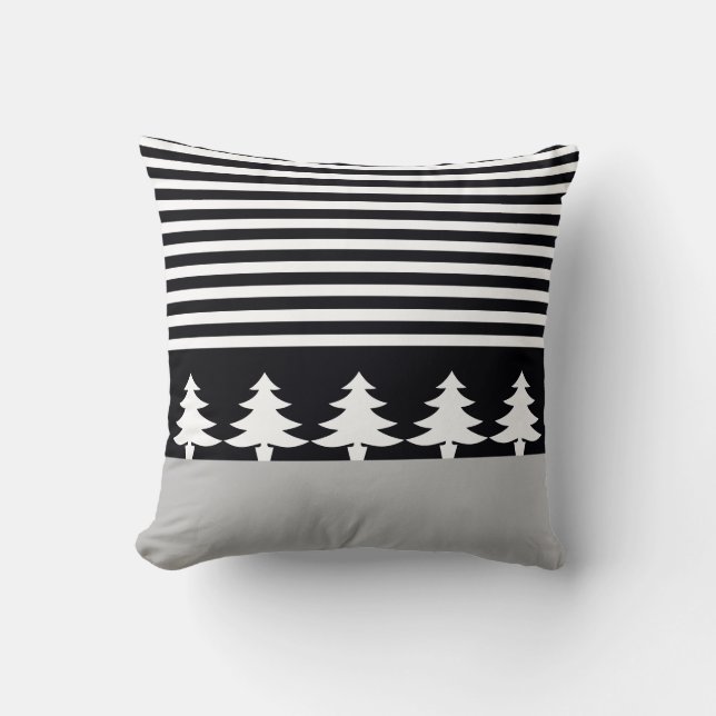 Cojín Decorativo Negro con franja blanca (Anverso)