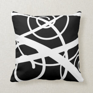 Cojín Decorativo Negro con los remolinos blancos