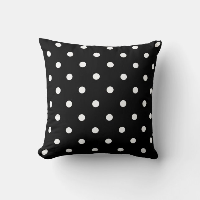 Cojín Decorativo Negro con lunares blancos (Anverso)