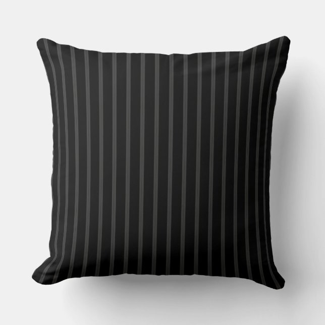 Cojín Decorativo negro con rayas grises (Anverso)