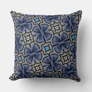 Cojín Decorativo Negro cuadrado del gris azul del diseño de Jimette