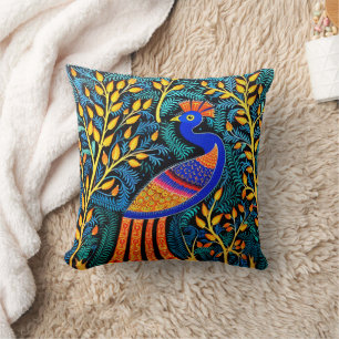 Cojín Decorativo Negro de arte de brillantes de India   Arte de la