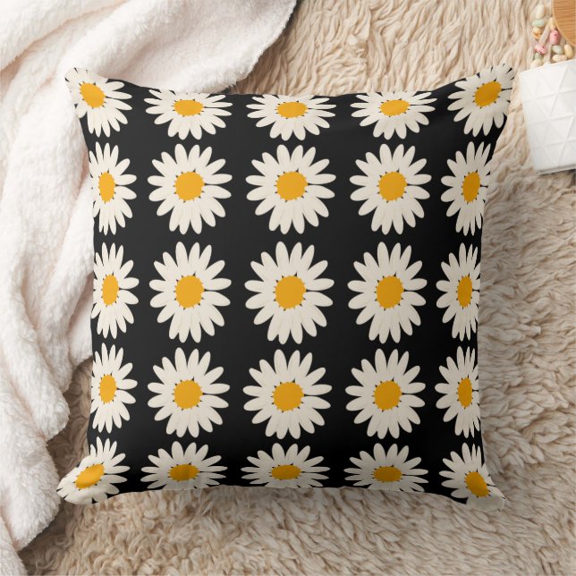 Cojín decorativo negro de flores 20x20 (Manta)