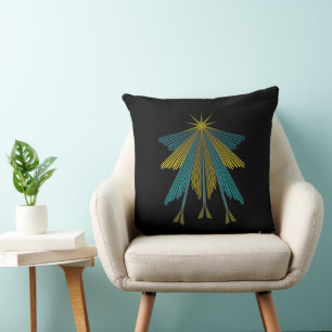Cojín decorativo negro de las estrellas de hadas
