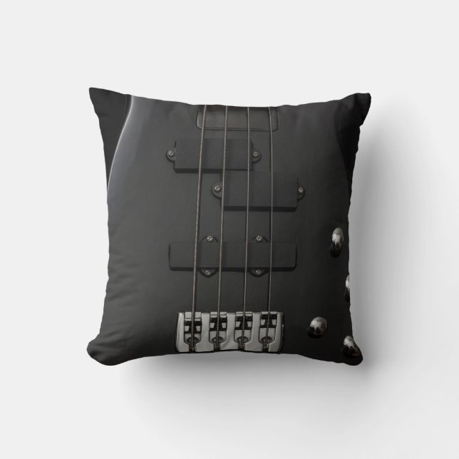 Cojín Decorativo Negro de tocino de guitarra (Anverso)