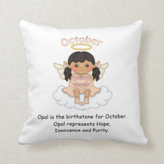 Cojín Decorativo Negro del ángel de octubre Birthstone