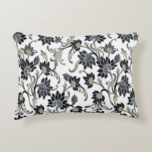Cojín Decorativo Negro del estampado de flores+Moreno