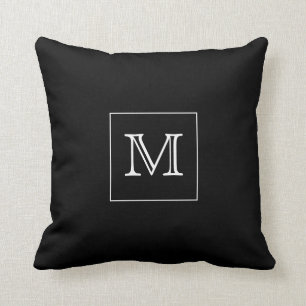 Cojín decorativo negro del monograma