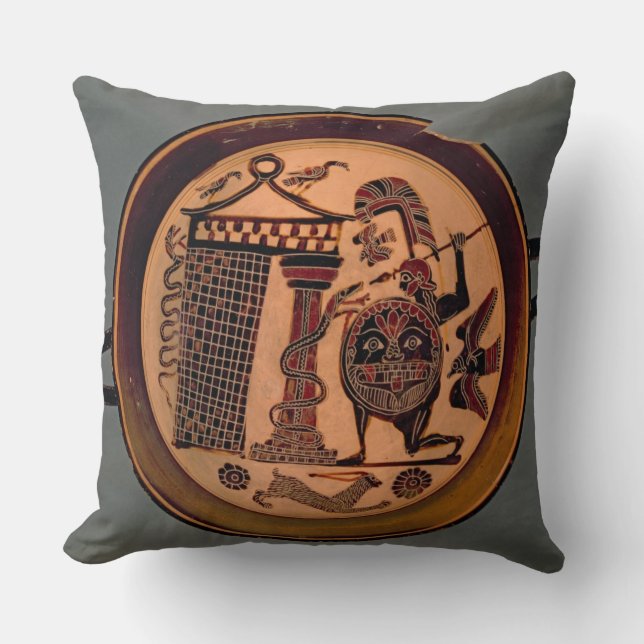 Cojín Decorativo Negro-figura taza de Laconian que representa un (Anverso)