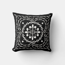 Cojín decorativo negro Fleur-de-lis Quatrefoil
