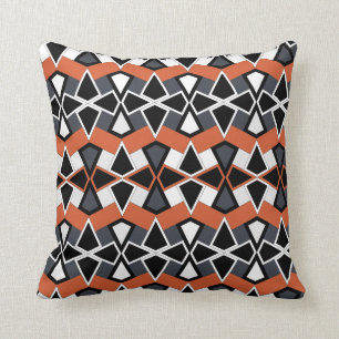 Cojín Decorativo Negro geométrico, naranja y modelos inconsútiles