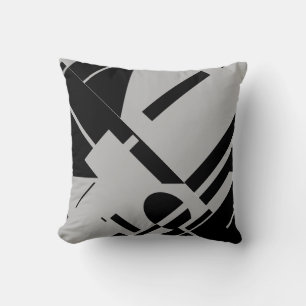Cojín Decorativo Negro Gris Resumen Diagonal Negrita Motito Minimal