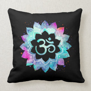 Cojín Decorativo Negro magenta de las azules turquesas de Aum de la