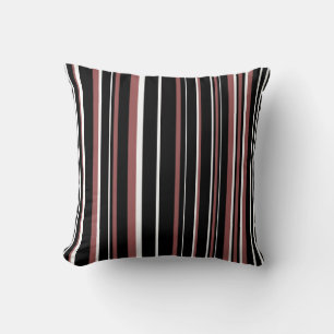 Cojín Decorativo Negro, marrón rojo, blanco Patrón de franja de cód