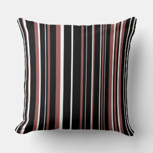 Cojín Decorativo Negro, marrón rojo, franja de código de barras bla