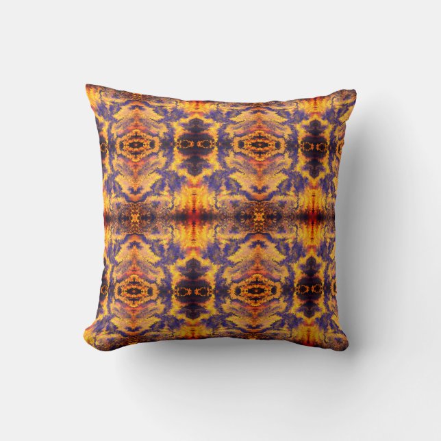 Cojín Decorativo Negro, Naranja, amarillo, sangría, patrón espejo / (Anverso)