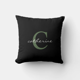 Cojín Decorativo Negro personalizado y verde esmeralda