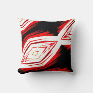 Cojín Decorativo Negro, rojo, blanco, patrón abstracto de espalda s