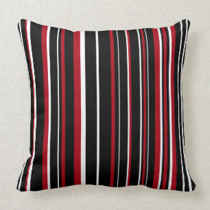 Cojín Decorativo Negro, Rojo Oscuro, Código de Barras Blanco en Fra