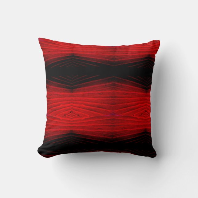 Cojín Decorativo Negro, rojo, patrón abstracto de espalda sólida (Anverso)