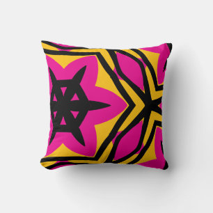 Cojín Decorativo Negro rosa amarillo moderno y llamativo