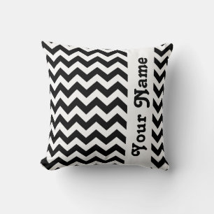 Cojín Decorativo Negro Safari Chevron con texto personalizado