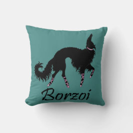 Cojín Decorativo Negro-Trullo del Borzoi del ballet