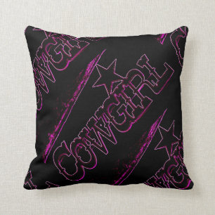 Cojín Decorativo negro vaquero rosado neón