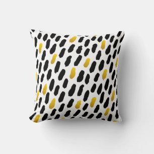 Cojín Decorativo Negro y Amarillo Mostaza Geométrico