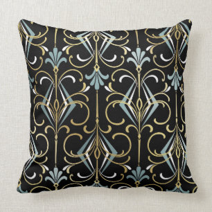 Cojín decorativo negro y azul de los años 20 del
