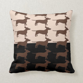 Cojín decorativo negro y beige con los Dachshunds