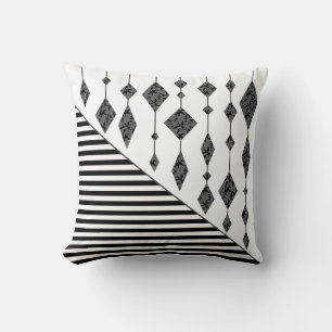 Cojín Decorativo Negro y blanco, abstracto, geométrico, simple, esc