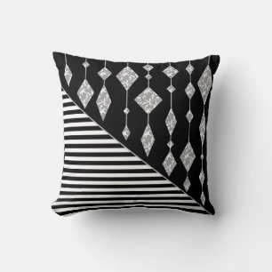Cojín Decorativo Negro y blanco, abstracto, geométrico, simple, esc