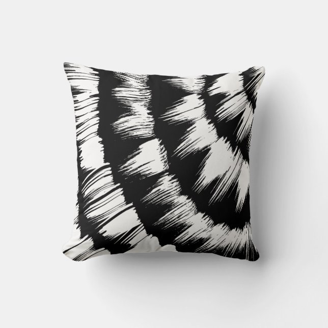 Cojín decorativo negro y blanco cepillado (Anverso)