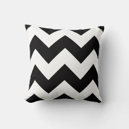 Cojín decorativo negro y blanco Chevron Zigzag