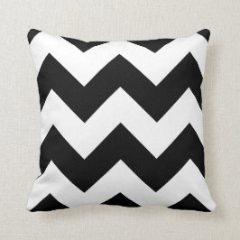 Cojín decorativo negro y blanco Chevron Zigzag